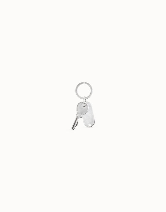 Porte-cl&eacute;s plaqu&eacute; argent, Argent, large